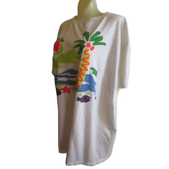 Vintage Women's T-shirt OSFA Gitano Single Stitch Swimwear Beach Oversize USA Lg - Picture 3 of 9